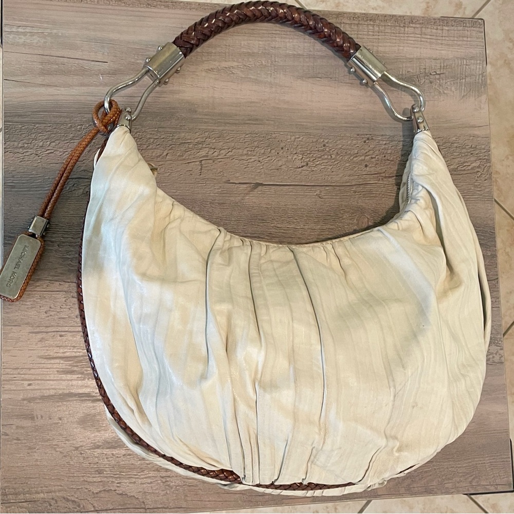 Michael Kors Skorpios Leather Pleated Hobo Bag